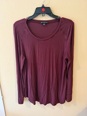 INC International Concepts Long Sleeve Scoop Neck Top - Wine